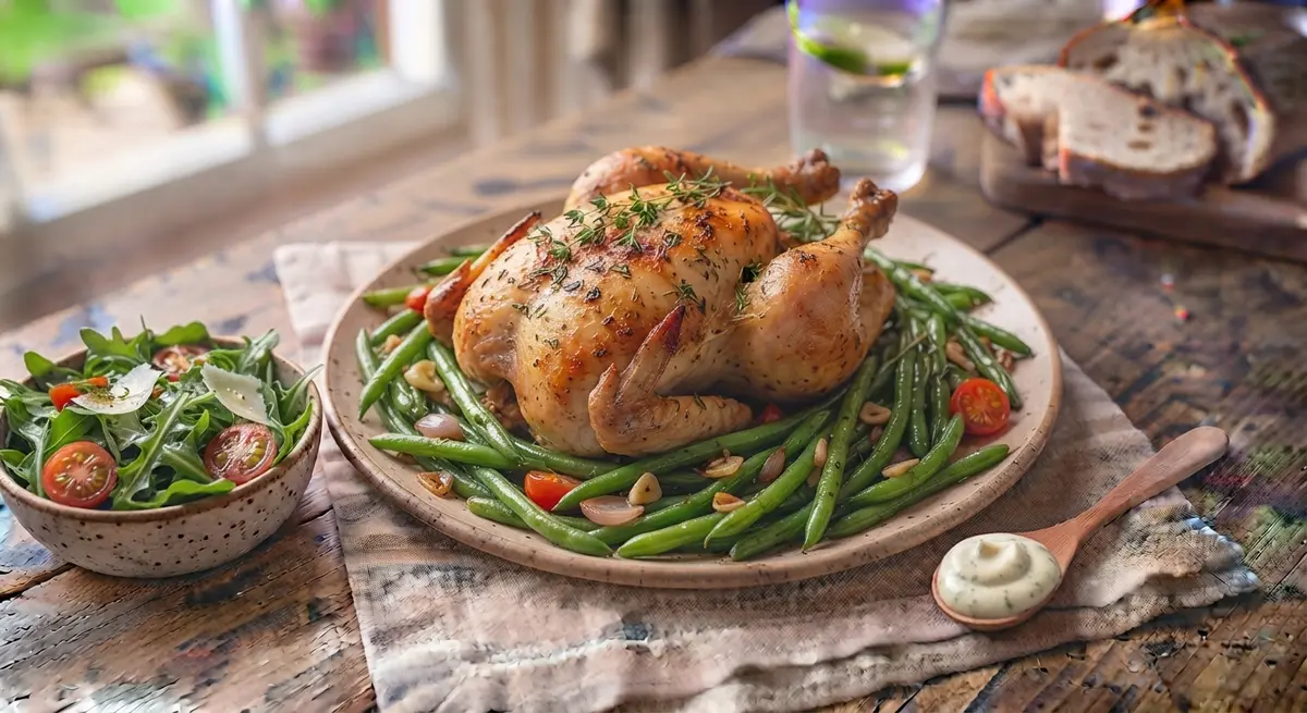 Roast Chicken with green beans